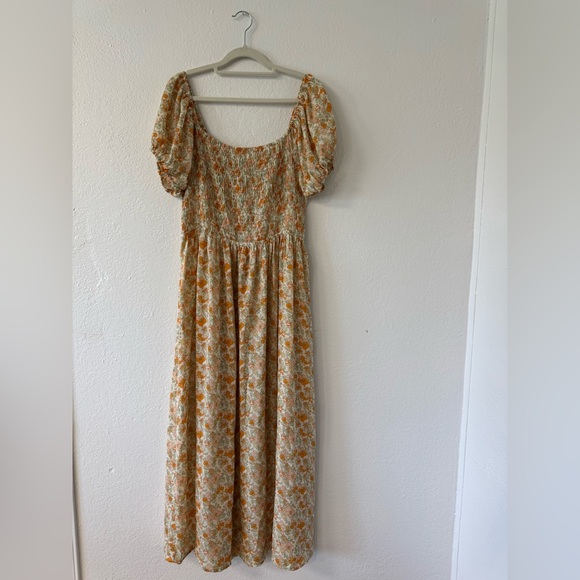Pie In The Sky Dresses & Skirts - Floral Maxi Dress, Size 2X, Orange,Cream, & Green